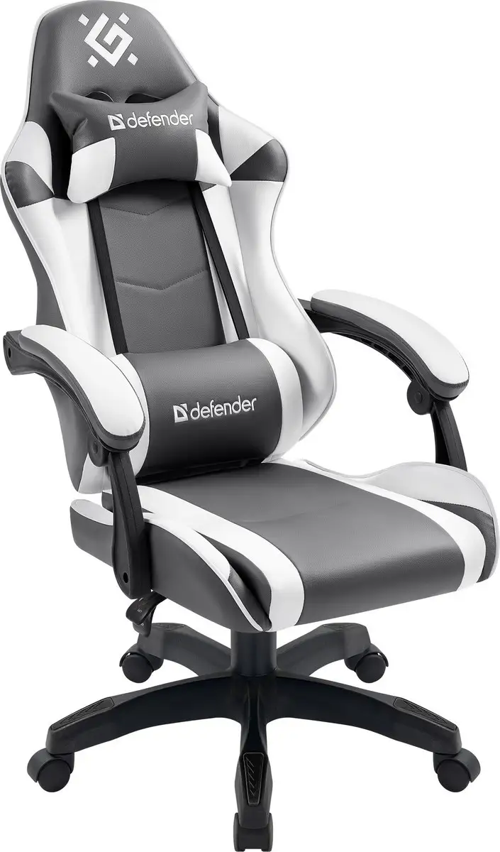 FOTEL DEFENDER FORTUNE SZARO-BIAŁY GAMING — 3