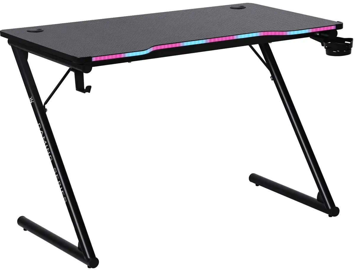 BIURKO DEFENDER FEROX CZARNE RGB GAMING — 6