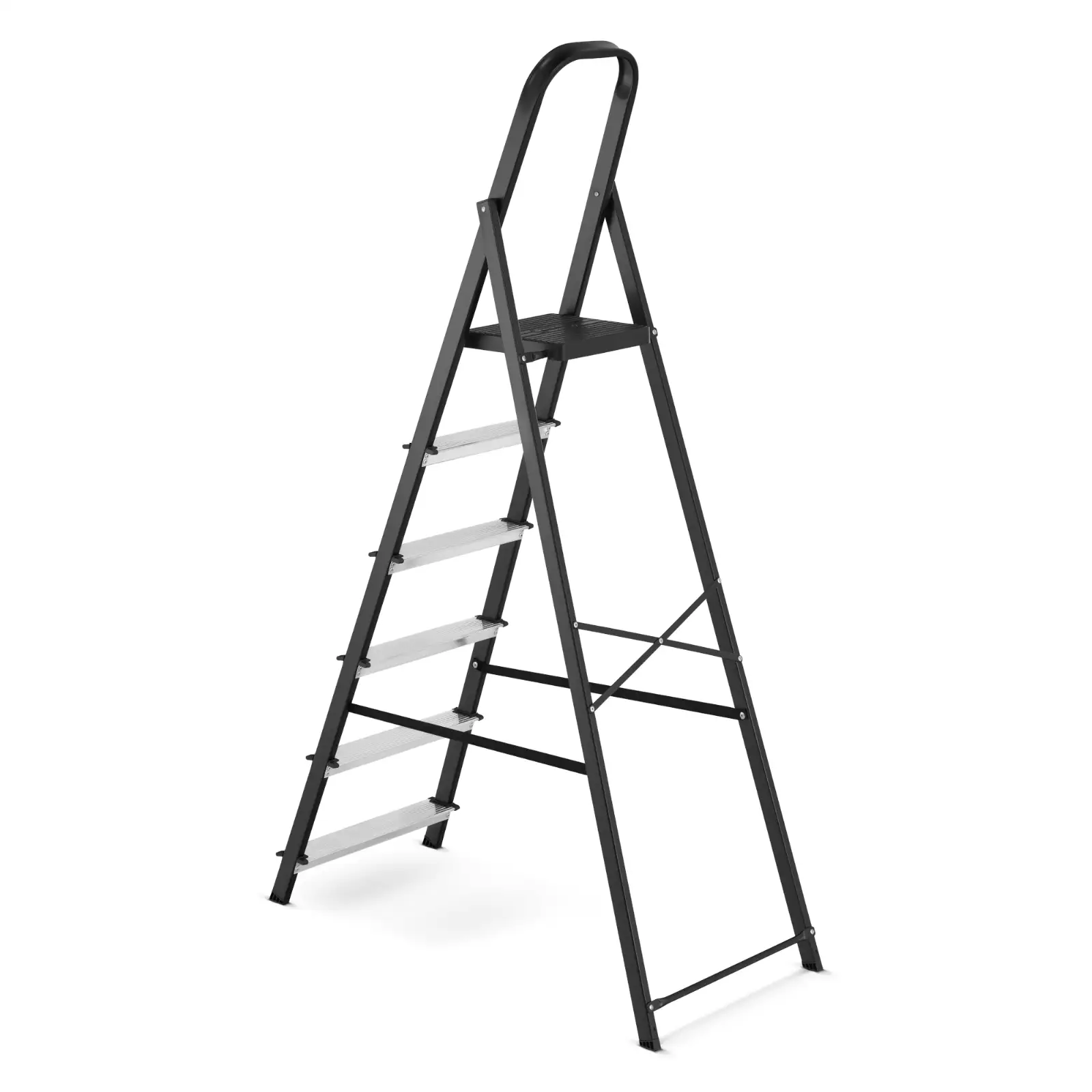 Drabina aluminiowa stalowa domowa HIGHER 6 stopni 150 kg MOCNA — 3