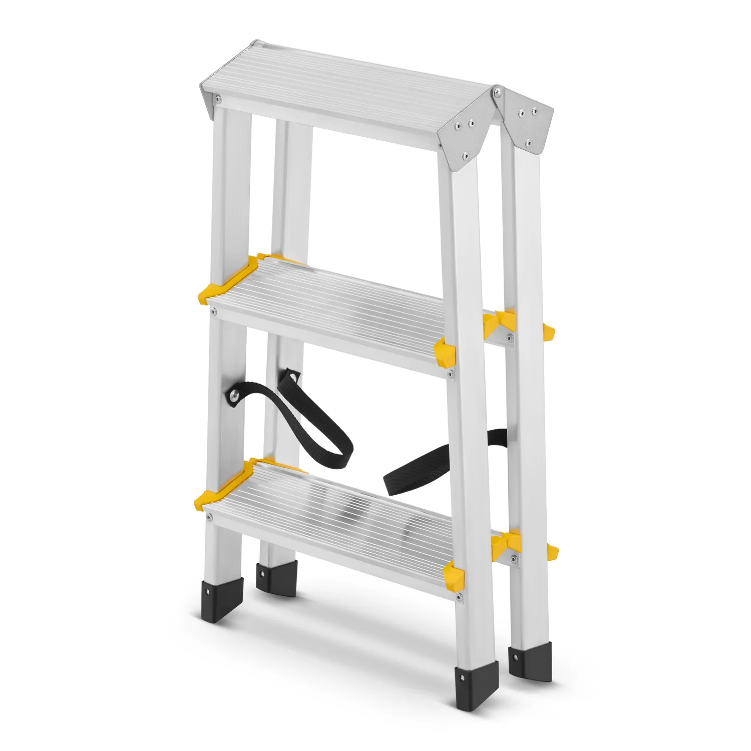 Drabina aluminiowa domowa dwustronna składana HIGHER 2x3 stopnie taboret podnóżek schodek — 4