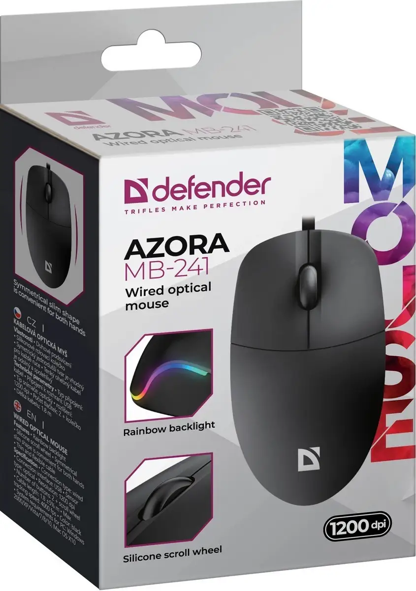 MYSZ DEFENDER AZORA MB-241 OPTICAL 1200dpi 3P CZARNA — 4