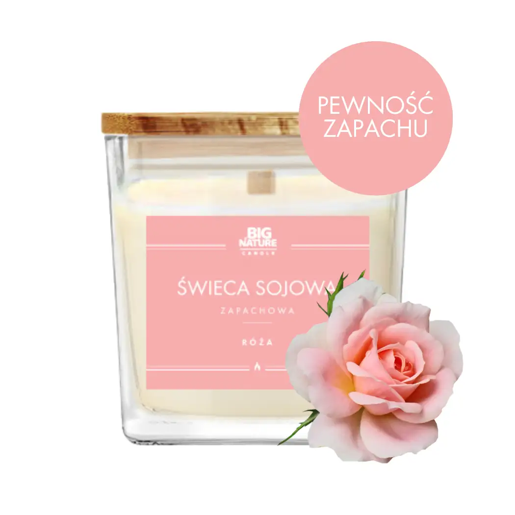 Świeca sojowa o zapachu RÓŻA 205g - BIG NATURE CANDLE