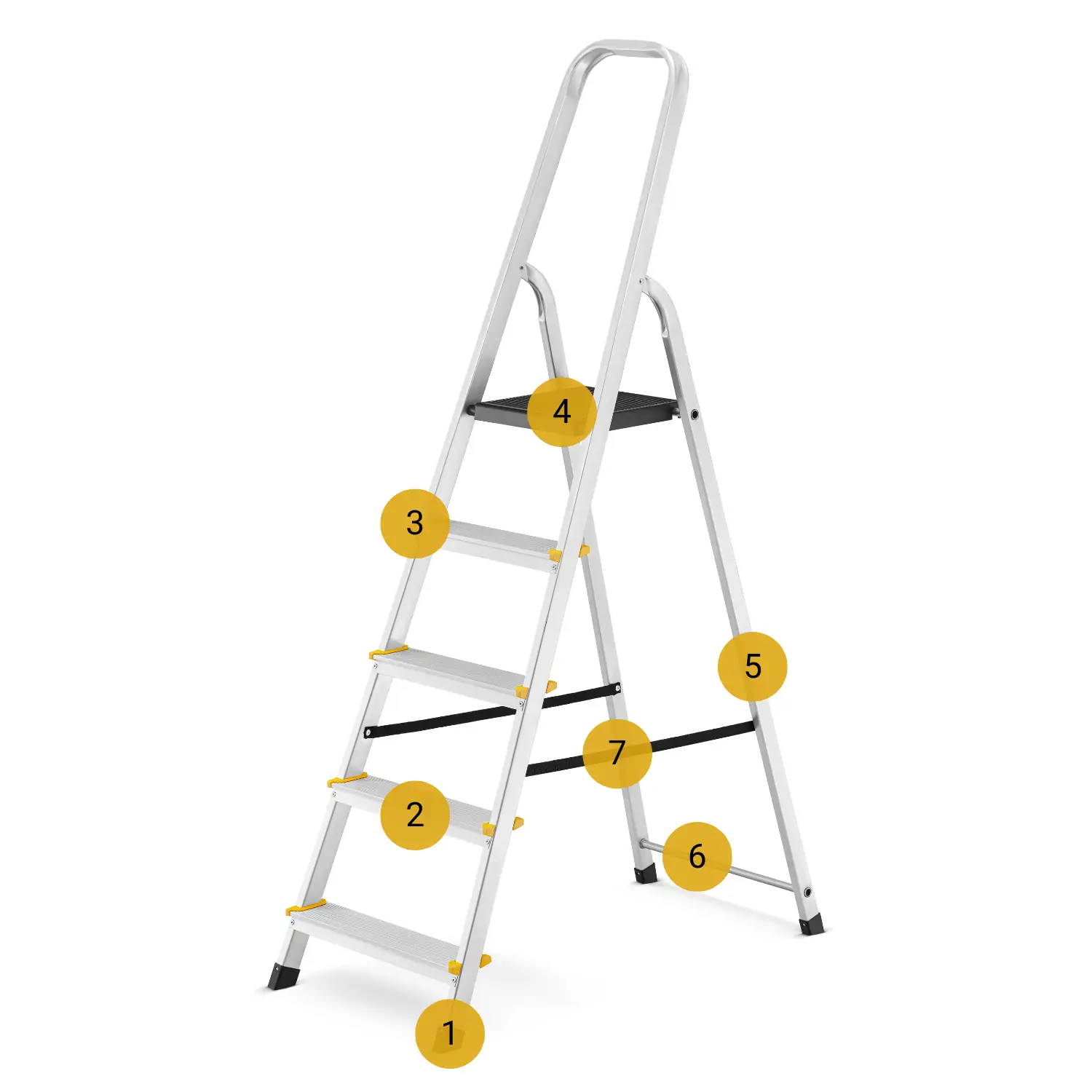 Drabina aluminiowa domowa jednostronna schodki do domu HIGHER 5 stopni 125 kg — 7