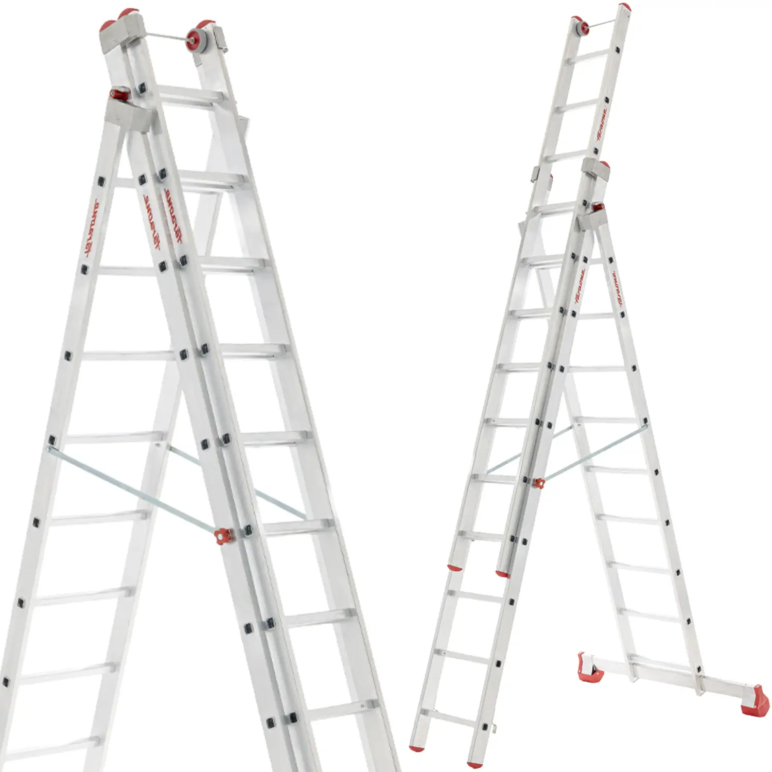 Drabina aluminiowa profesjonalna FARAONE ST300/3N 3x10 z opcją na schody 7,31 m