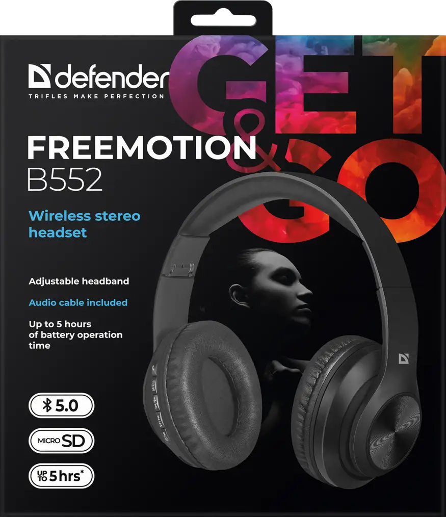 SŁUCHAWKI DEFENDER BLUETOOTH FREEMOTION B552 CZARNE — 6