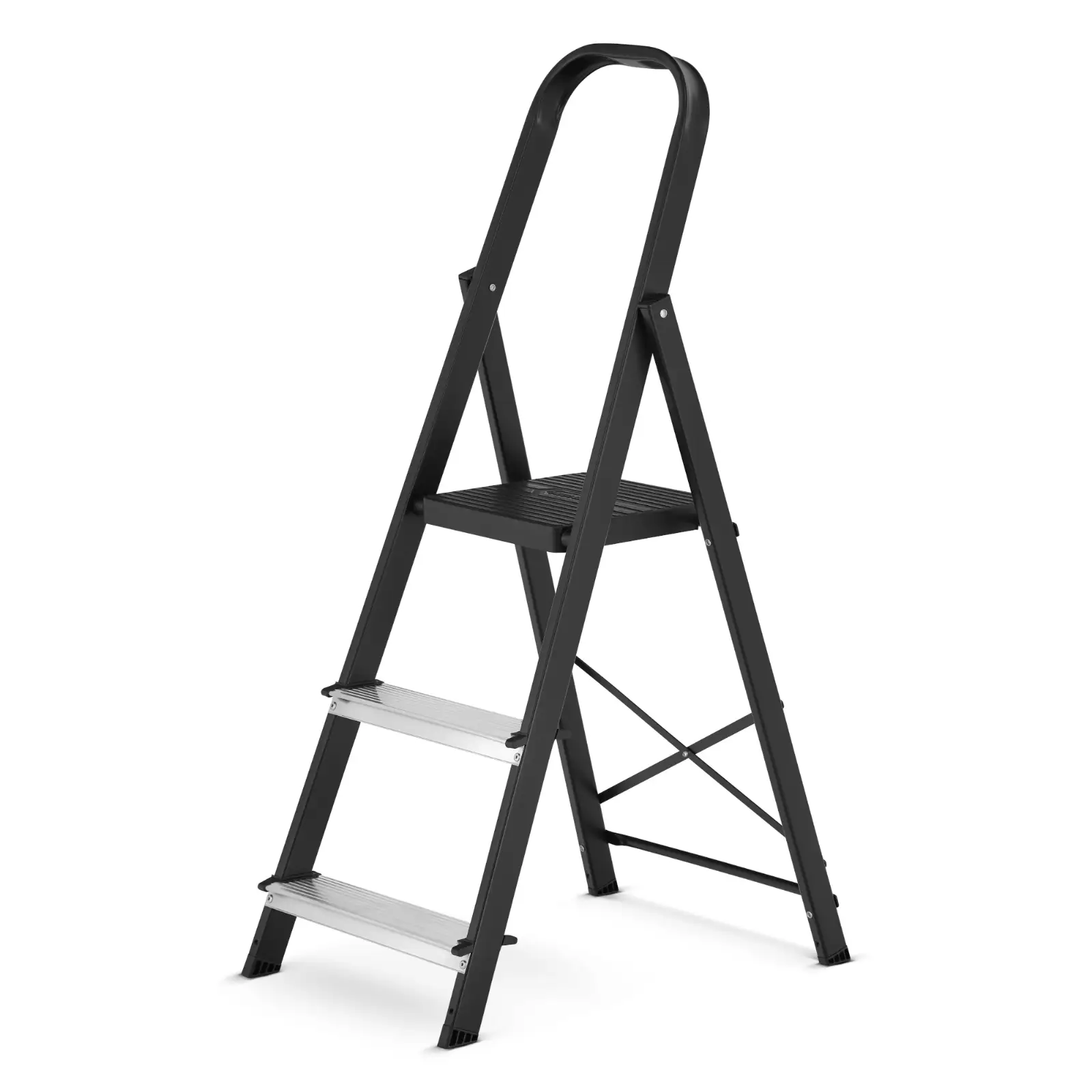 Drabina aluminiowa stalowa domowa HIGHER 3 stopnie 150 kg MOCNA — 2