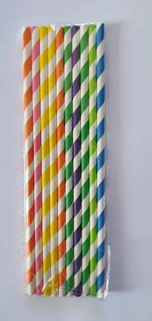słomki papierowe paski kolorowe 205 x 6 mm  100 szt.  80-45