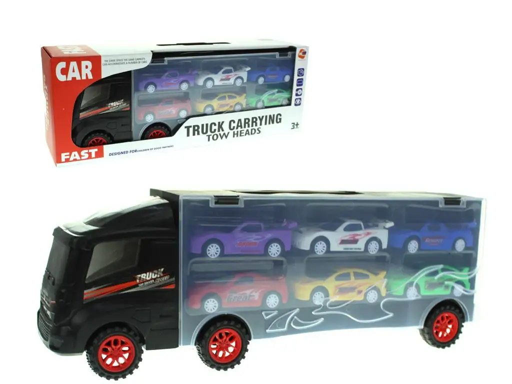 tir auto ciężarowe z samochodzikami 6szt. 32,2x11,6x8,5cm |  nt2481