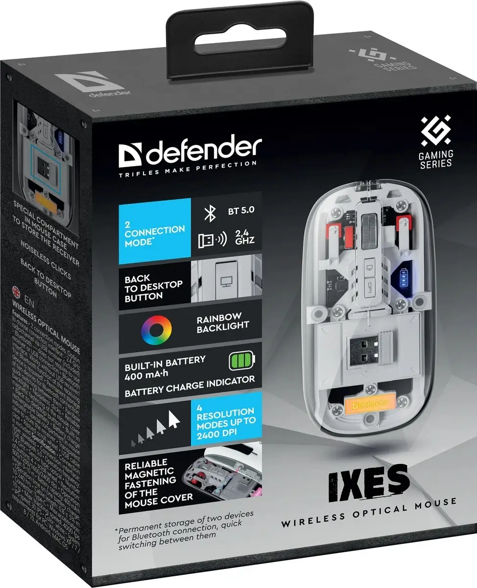 MYSZ DEFENDER IXES MM-999 RF+BT TRANSPARENT — 6