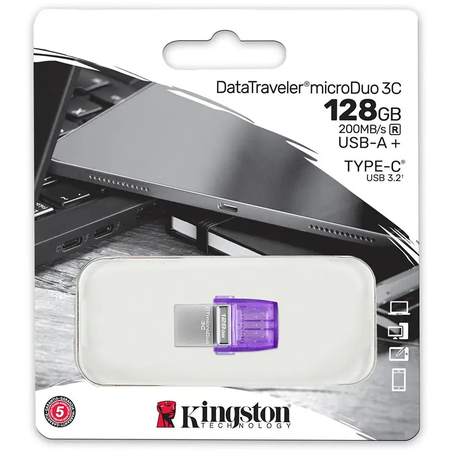 Kingston 128GB DataTraveler microDuo 3C 200MB/s dual USB-A + USB-C — 3