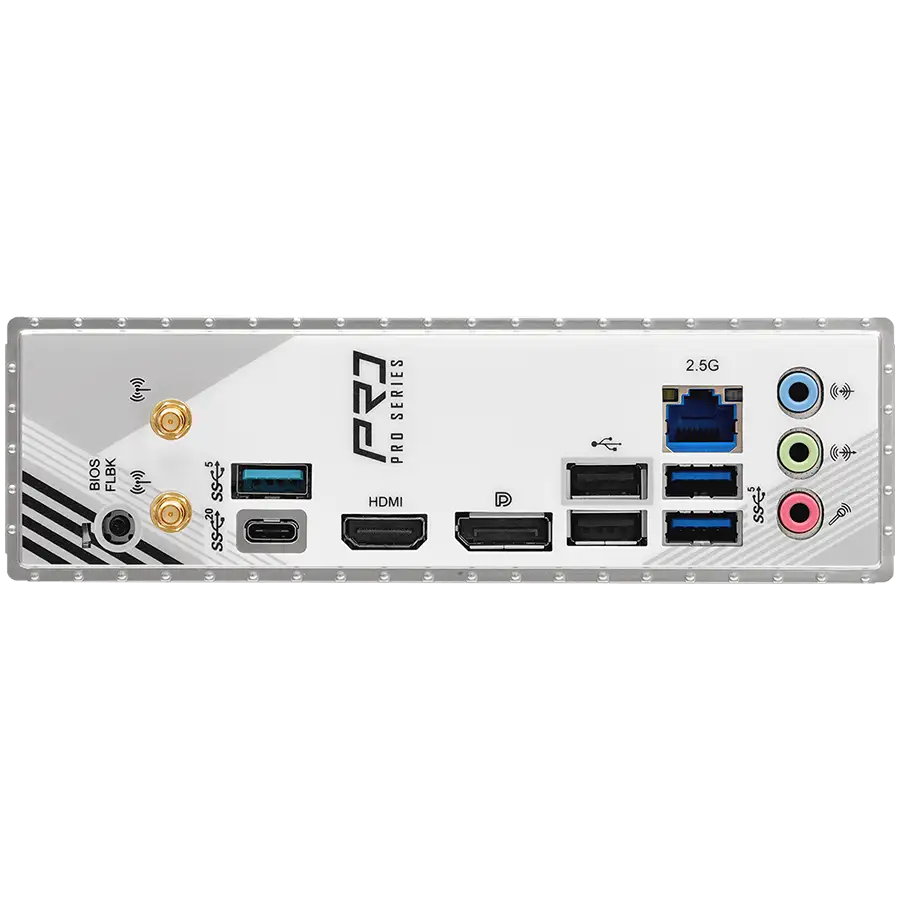 ASROCK MB Desktop B860M Pro Rs Wi-fi, S.1851, 4x DDR5, 1x PCIe 5.0 x16, 1x PCIe 4.0 x4, 1x Blazing M.2, 2x Hyper M.2, 4x SATA3, 2x USB-C, 8x USB 3.2, 6x USB 2.0, 1x RJ-45 2.5GB Lan, 802.11axe Wi-Fi 6E + Bluetooth 5.3, ATX — 3