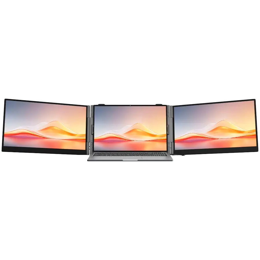 Portable monitor Blackview DCM6Pro Dual Screen 14inch 1920x1080 16:9 LCD 60Hz IPS 178 USB-C 3.1x2 Fullx1 Type-Cx1 PD3.0 FC 20V/5A 345x207x20.5mm Two screens can be lit up with just one cable connected to PC Grey Black
