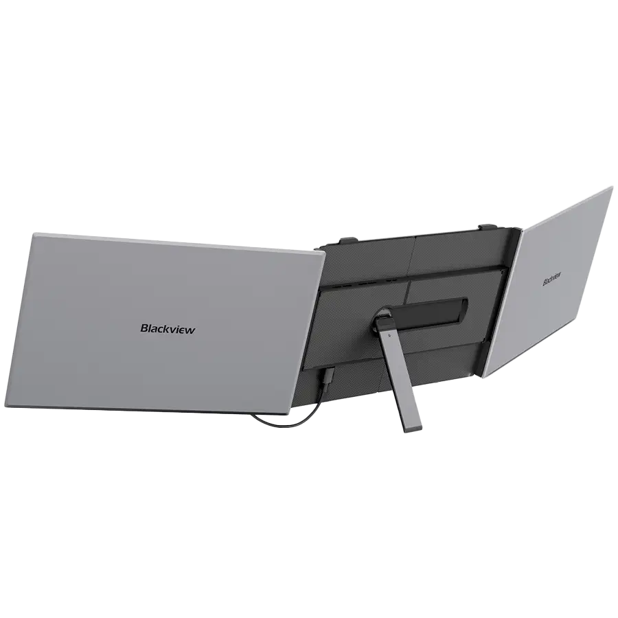 Portable monitor Blackview DCM6Pro Dual Screen 14inch 1920x1080 16:9 LCD 60Hz IPS 178 USB-C 3.1x2 Fullx1 Type-Cx1 PD3.0 FC 20V/5A 345x207x20.5mm Two screens can be lit up with just one cable connected to PC Grey Black — 6