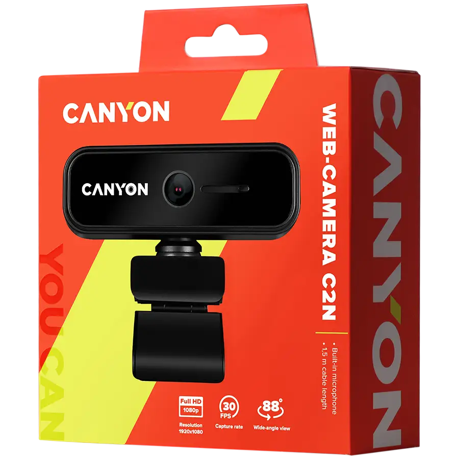 CANYON Kamera internetowa C2N Full HD 1080p Czarna — 3