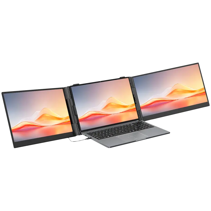 Portable monitor Blackview DCM6Pro Dual Screen 14inch 1920x1080 16:9 LCD 60Hz IPS 178 USB-C 3.1x2 Fullx1 Type-Cx1 PD3.0 FC 20V/5A 345x207x20.5mm Two screens can be lit up with just one cable connected to PC Grey Black — 2