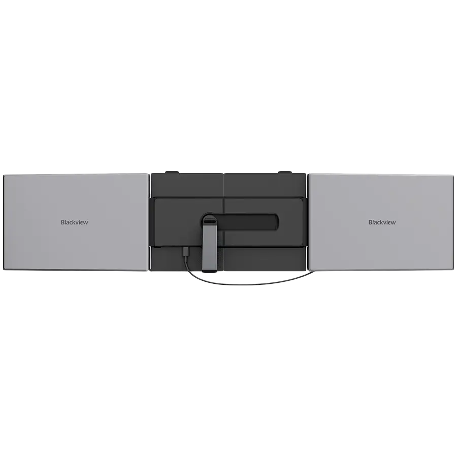 Portable monitor Blackview DCM6Pro Dual Screen 14inch 1920x1080 16:9 LCD 60Hz IPS 178 USB-C 3.1x2 Fullx1 Type-Cx1 PD3.0 FC 20V/5A 345x207x20.5mm Two screens can be lit up with just one cable connected to PC Grey Black — 5