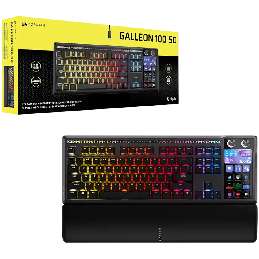 CORSAIR GALLEON 100 SD RGB Mechanical Gaming Keyboard, Backlit RGB LED, CORSAIR MLX Pulse, Black, Black PBT Keycaps