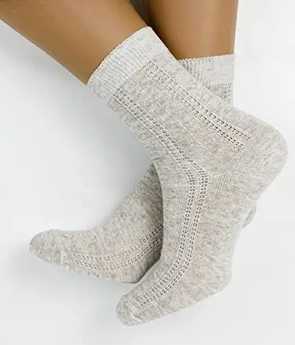 Dünne atmungsaktive Bio-Leinen-Socken für Damen, 3 Paar - Grau - Medium — 11