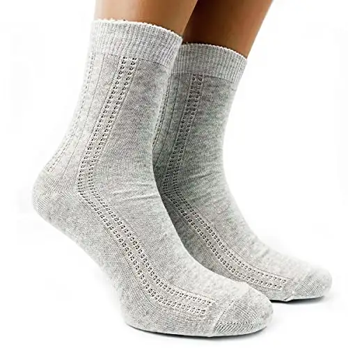 Dünne atmungsaktive Bio-Leinen-Socken für Damen, 3 Paar - Grau - Medium — 5
