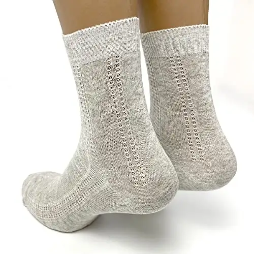 Dünne atmungsaktive Bio-Leinen-Socken für Damen, 3 Paar - Grau - Medium — 8