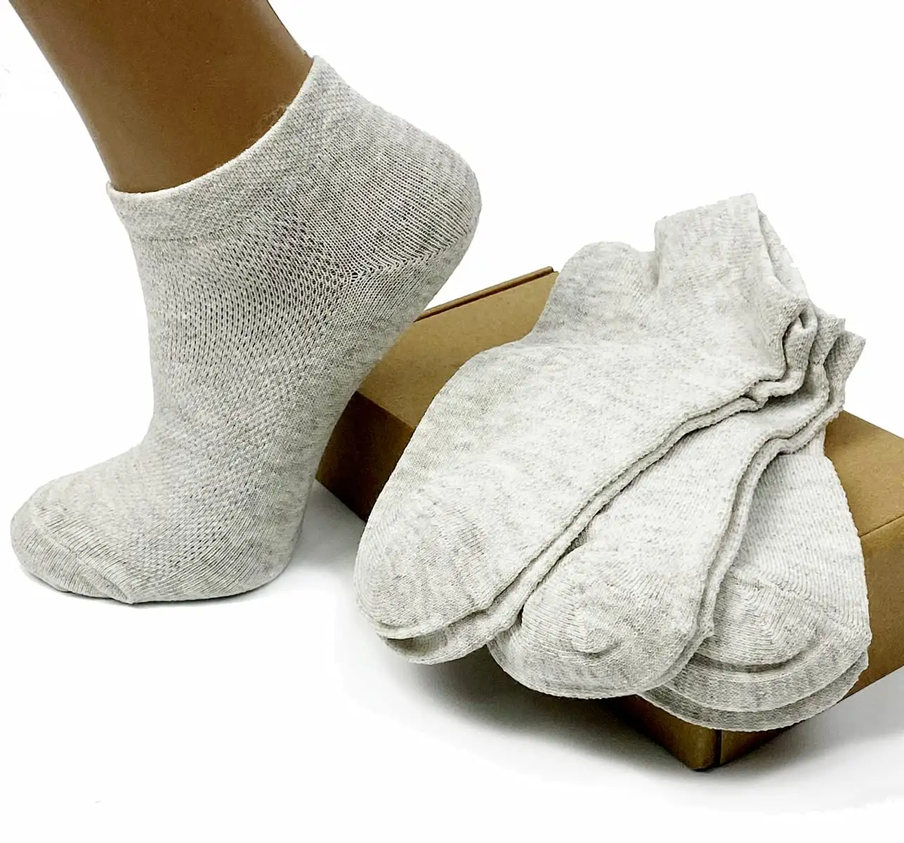 Kurze, schnell-trocknende, dünne Socken aus Leinen/Flachs mit Maschenmuster für Frauen - Large