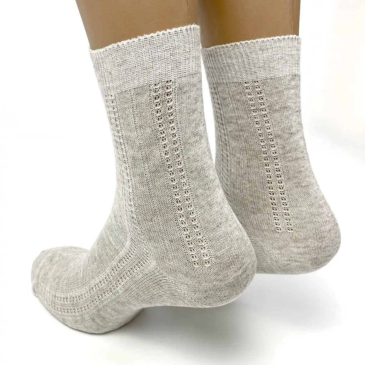 Dünne atmungsaktive Bio-Leinen-Socken für Damen, 3 Paar - Grau - Medium — 7
