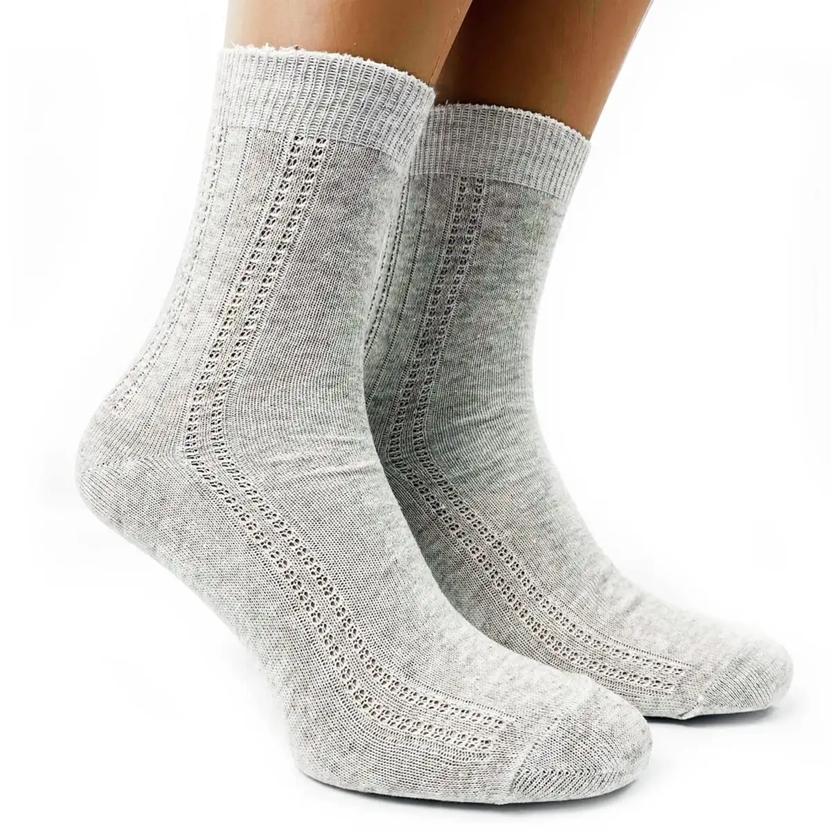 Dünne atmungsaktive Bio-Leinen-Socken für Damen, 3 Paar - Grau - Medium — 4