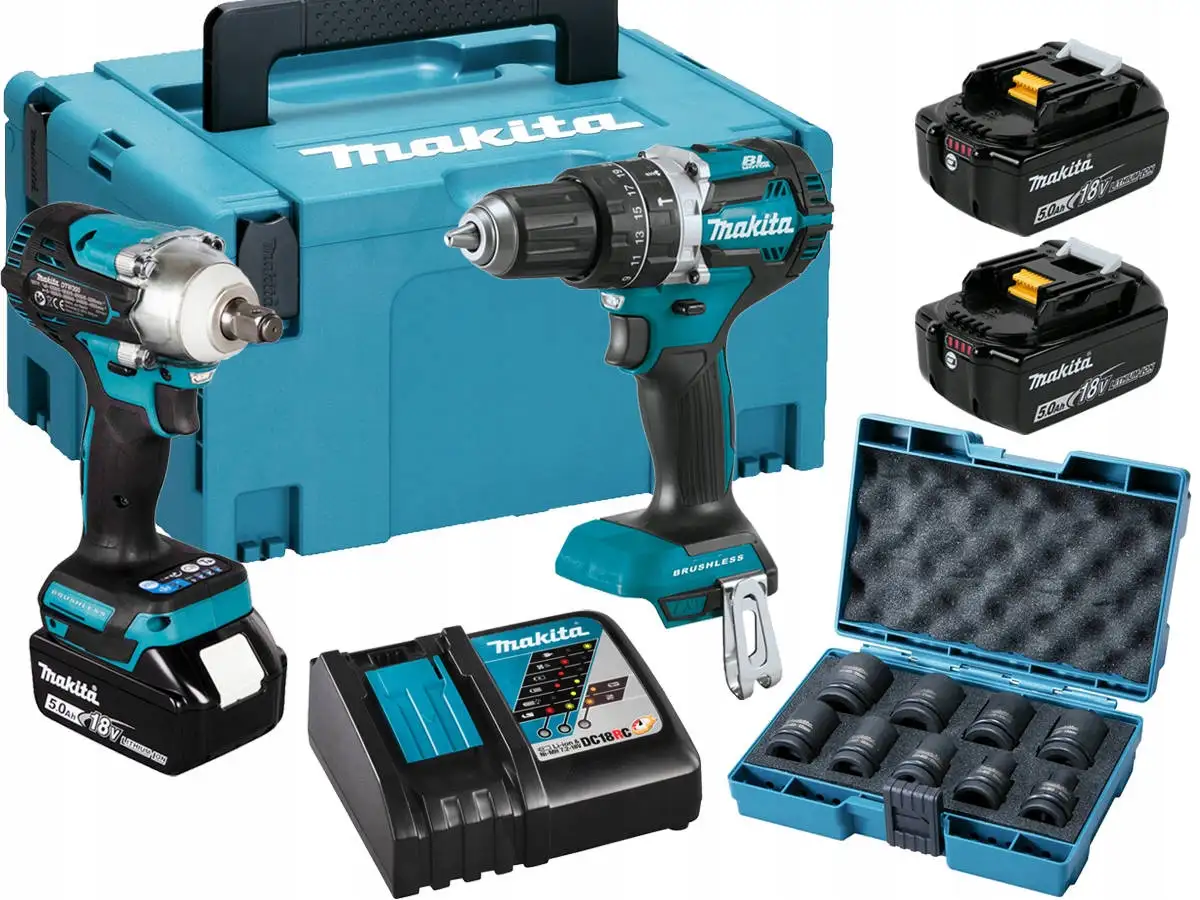MAKITA ZESTAW WKRETARKA DHP484 KLUCZ UDAROWY DTW300 + 3X5AH DLX2359TJ1
