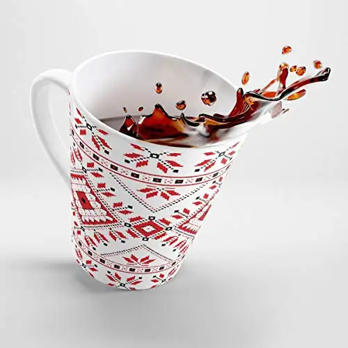Designer's ukraiński etniczny tradycyjny haft wzór latte kubek — 2