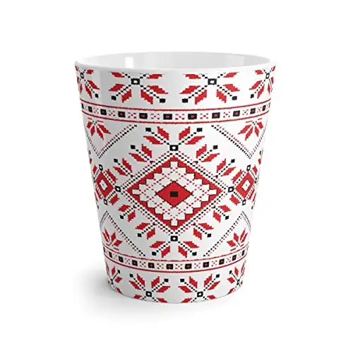 Designer's ukraiński etniczny tradycyjny haft wzór latte kubek — 8