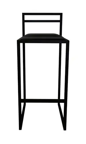 RoKo Design Küchenhocker mit Rückenlehne, Barhocker ideal für Esszimmer, Industriell LOFT (Kunstleder, schwarz), Linus II — 2