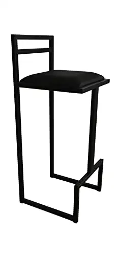 RoKo design Barhocker mit Lehne | Extra Hoch Metallkonstruktion für Esszimmer, Küche, Theke, Bar (Kunstleder, Schwarz) — 2