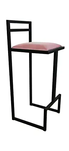 RoKo design Barhocker mit Lehne | Extra Hoch Metallkonstruktion für Esszimmer, Küche, Theke, Bar (Wildleder, Rosa) — 2