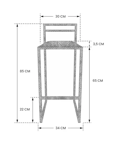 RoKo Design Küchenhocker mit Rückenlehne, Barhocker ideal für Esszimmer, Industriell LOFT (Boucle, beige) — 8
