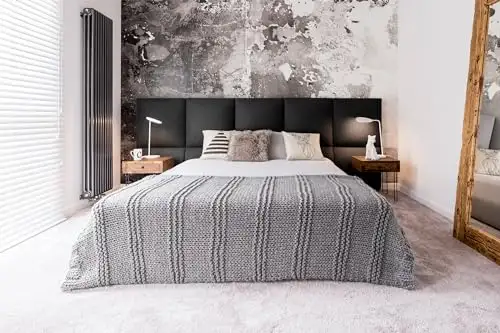 RoKo design Panele ścienne 3D, tapicerowany zagłówek łóżka, bardzo łatwy samodzielny montaż, z weluru, 30 x 30 cm (czarny) — 10
