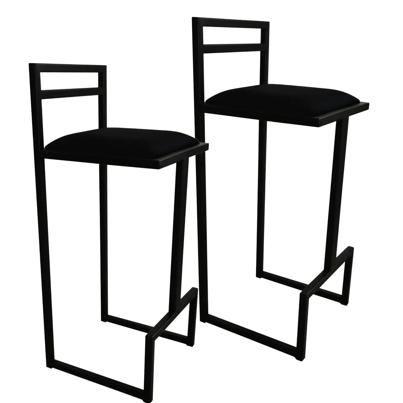 RoKo design Industrieller Barhocker Linus Serie 2-er Set | Barsessel mit Fußstütze und kratzfester Oberfläche | Barstühle Küche | 2 im Set (schwarz Wildleder)