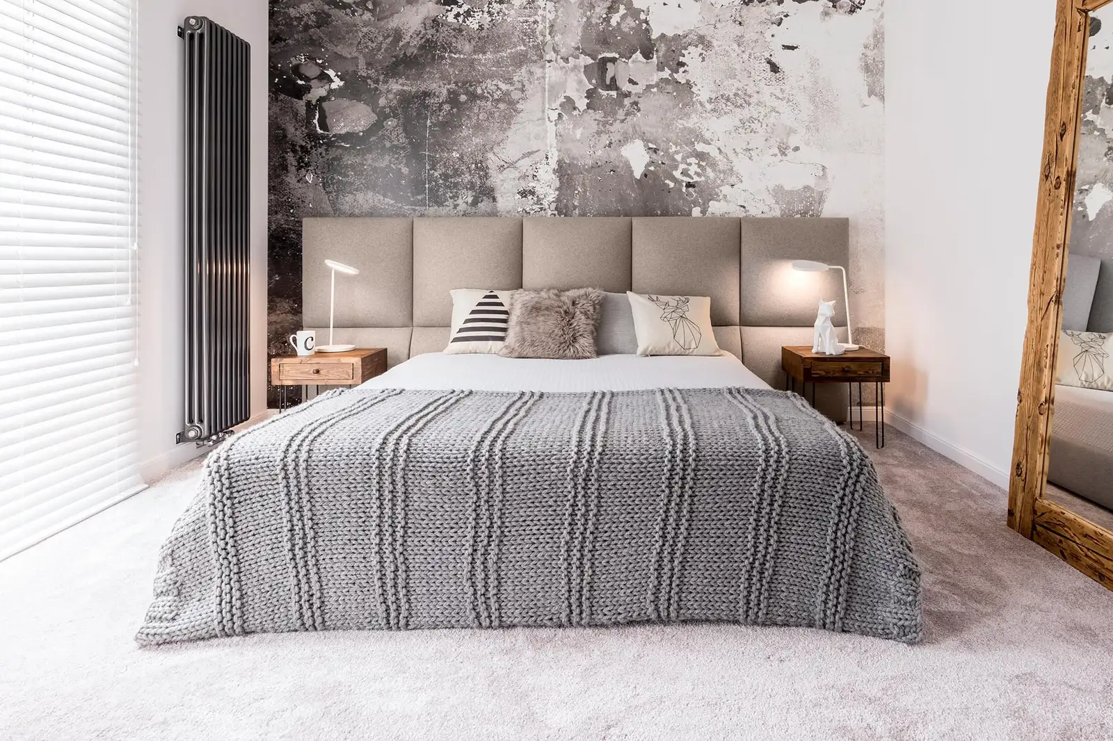 RoKo design Wandpaneele 3D | gepolstertes Bett Kopfteil | sehr einfache Selbstmontage | aus Velourstoff (grau, 30x30) — 10