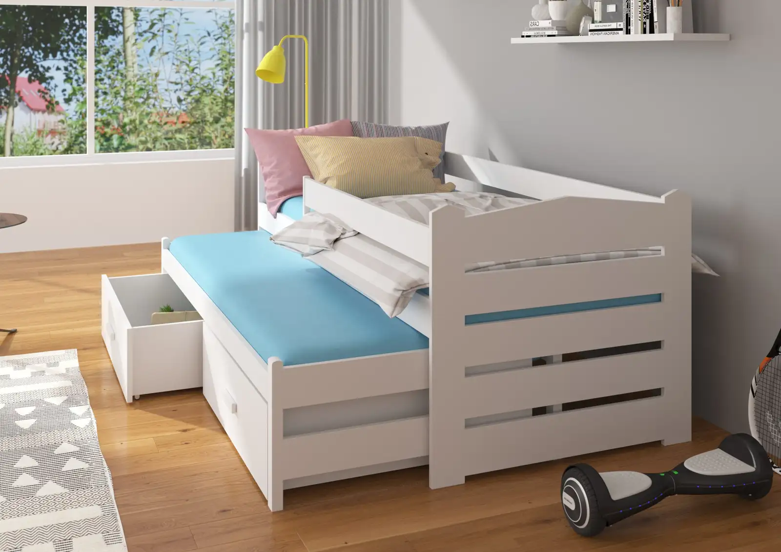 Łóżko podwójne z barierką i materacami TIARRO 180x80 — 4