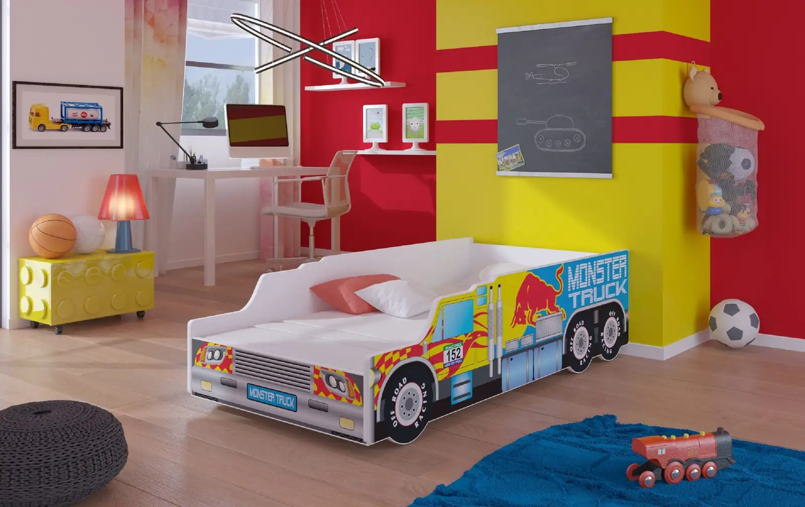 Łóżko z materacem MONSTER TRUCK 160x80