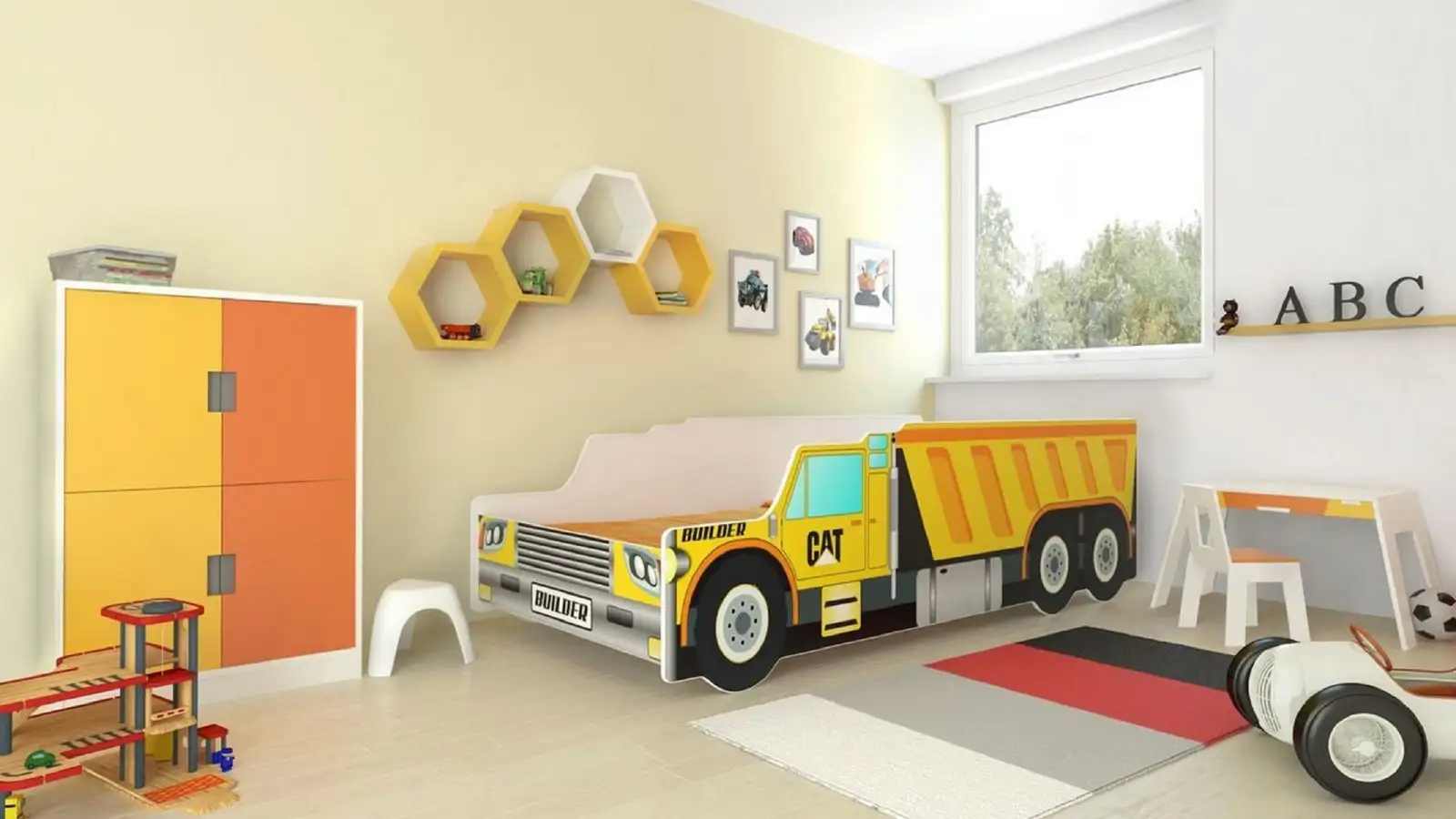 Łóżko z materacem CONSTRUCTION CAR 160x80