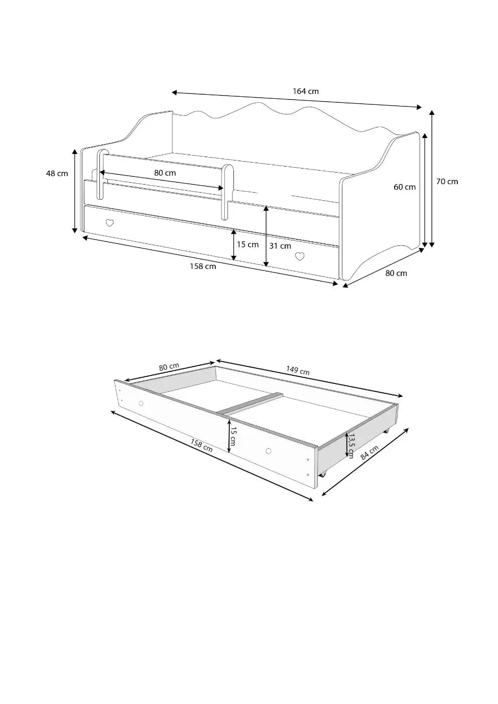 Łóżko z materacem EMKA Gray, White 160x80 — 6