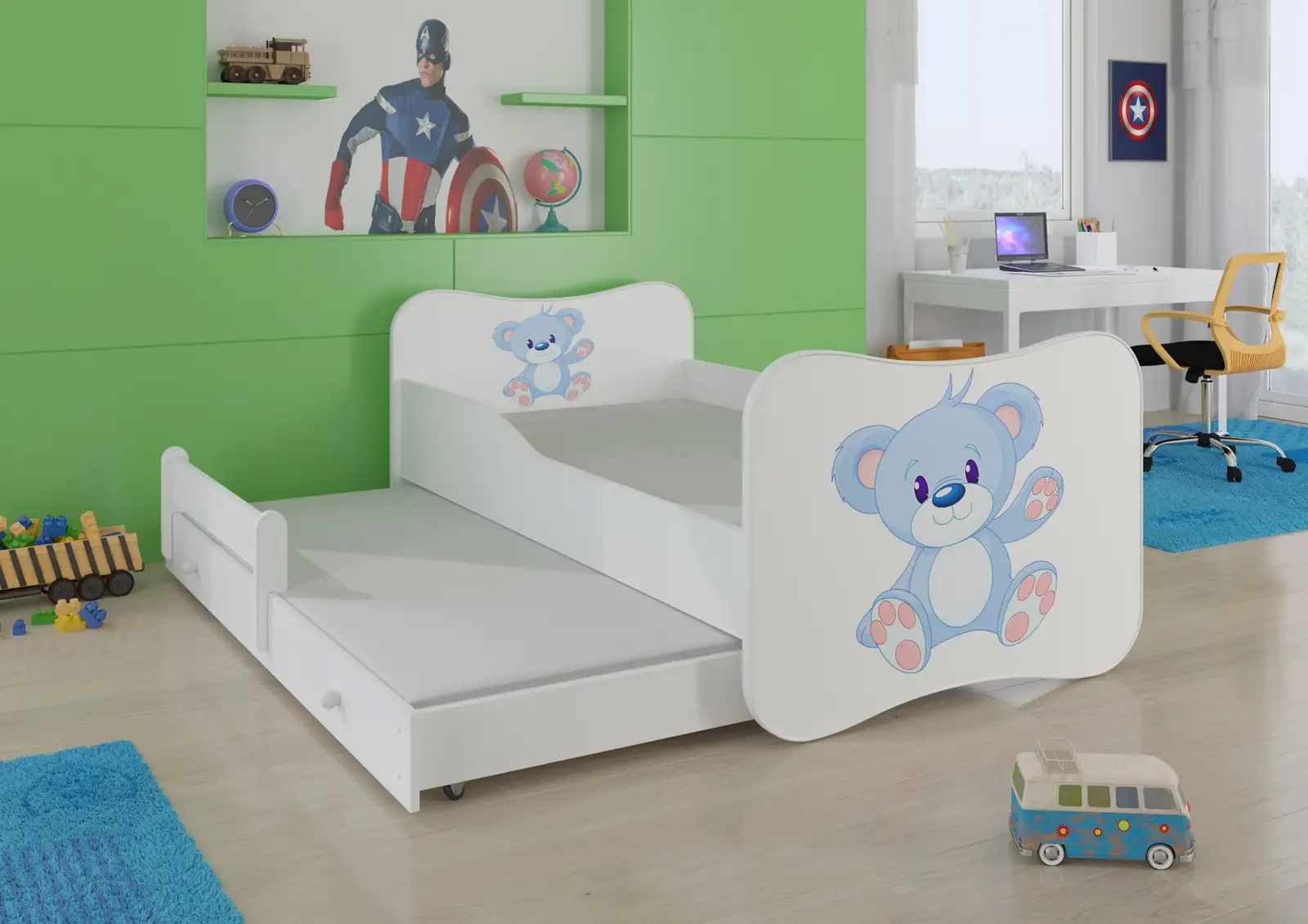 Łóżko podwójne z materacami GONZALO II BLUE BEAR 160x80