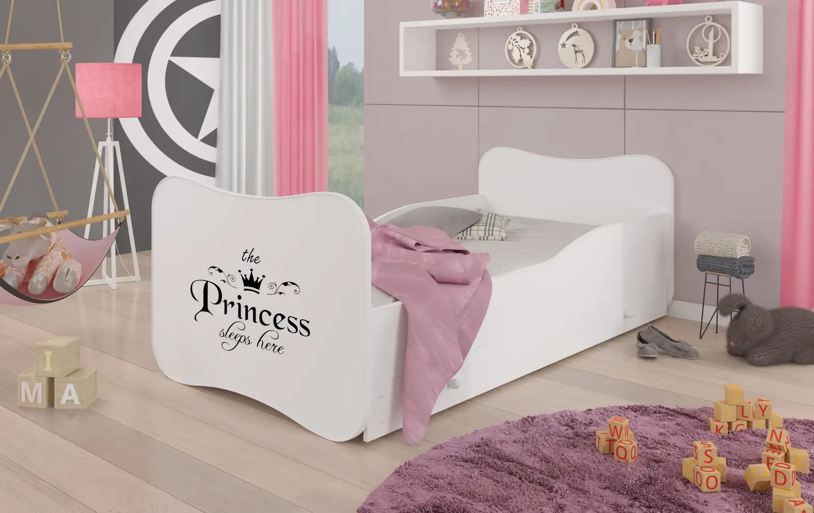Łóżko z materacem i szufladą GONZALO PRINCESS BLACK 160x80