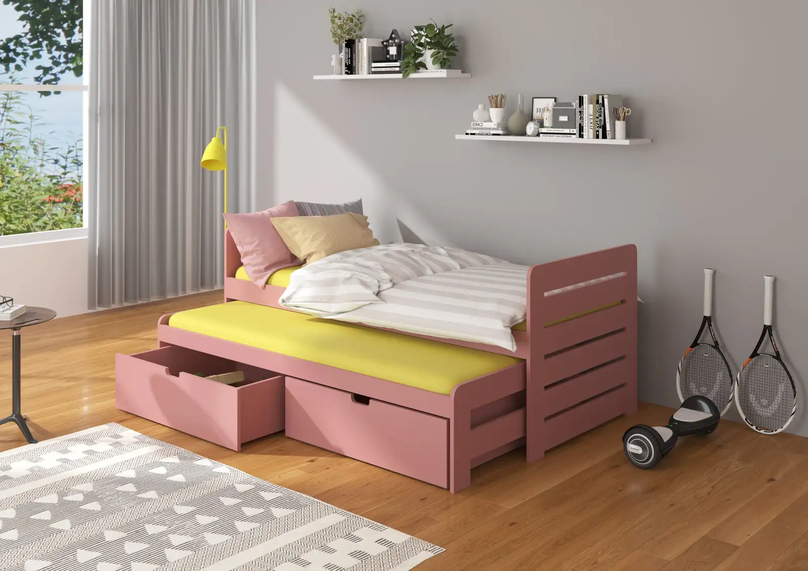 Łóżko podwójne z materacami TOMI 200x90