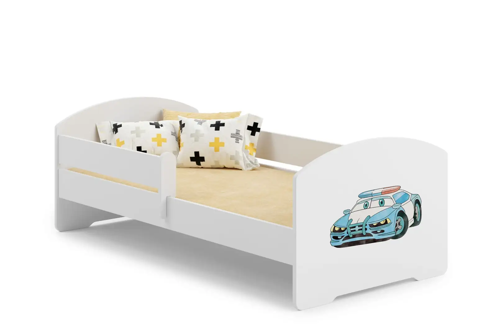 Łóżko z materacem i barierką PEPE POLICE CAR 160x80 — 2