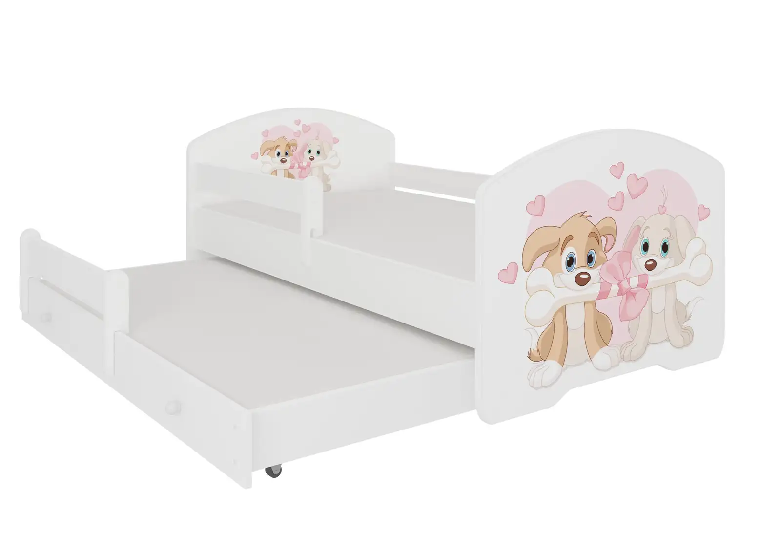 Łóżko podwójne z barierką i materacami PEPE II DOGS 160x80 — 2