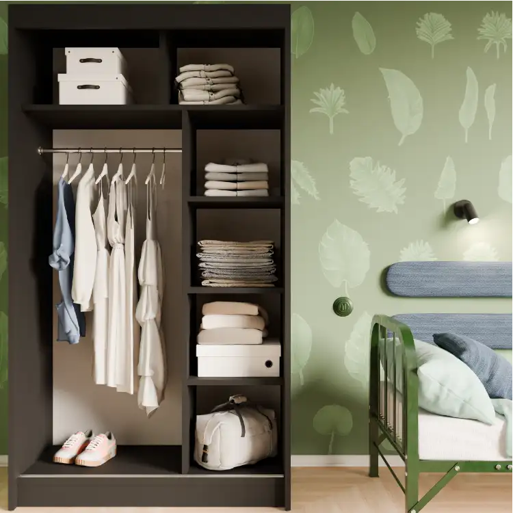 Szafa przesuwna z frontem ryflowanym 2 x ryfle Czarna 120 Arton — 3