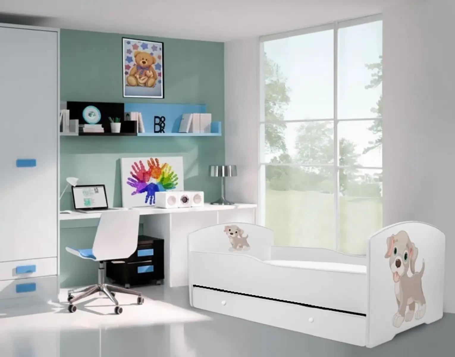 Łóżko z materacem i szufladą PEPE DOG 140x70