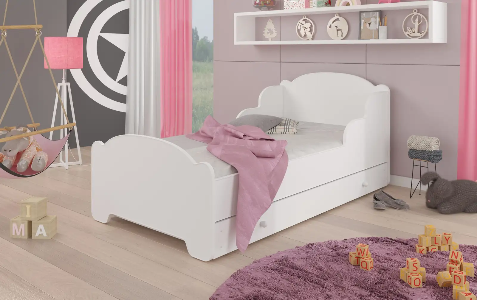 Łóżko z materacem i szufladą AMADIS WHITE 140x70 — 2
