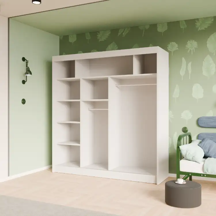 Szafa przesuwna z frontem ryflowanym Ryfle + lustro biała 200 Arton — 3